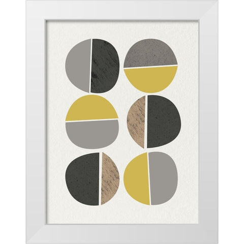 Mid Century Abstract Circle 10 White Modern Wood Framed Art Print by Urban Epiphany