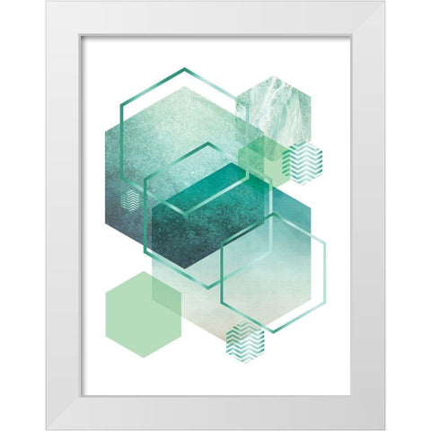 Geometric Minimalist Seafoam White Modern Wood Framed Art Print by Urban Epiphany