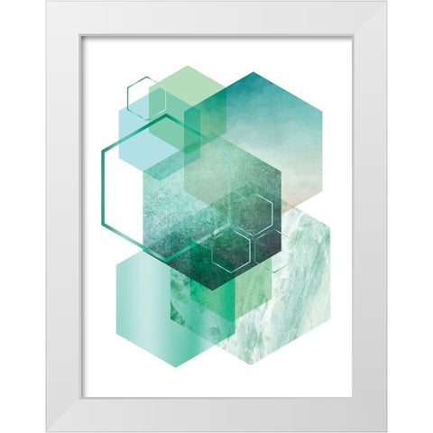 Geometric Minimalist Seafoam White Modern Wood Framed Art Print by Urban Epiphany