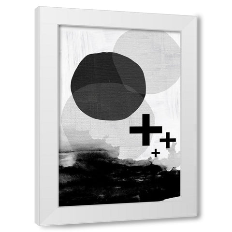 Black White Scandi Abstract White Modern Wood Framed Art Print by Urban Epiphany
