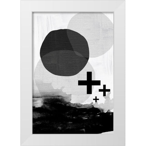 Black White Scandi Abstract White Modern Wood Framed Art Print by Urban Epiphany