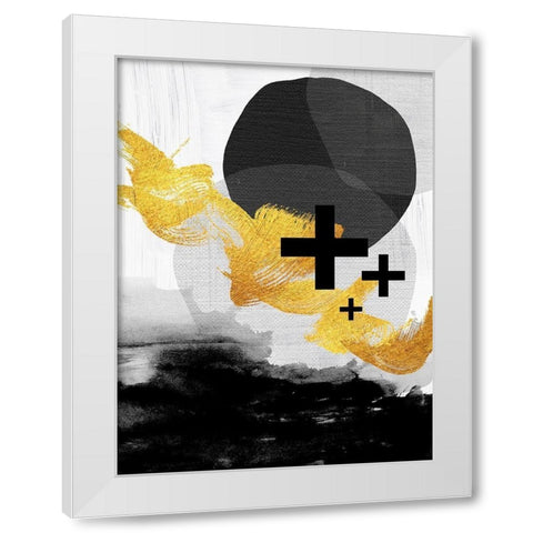 Scandi Black White Gold White Modern Wood Framed Art Print by Urban Epiphany