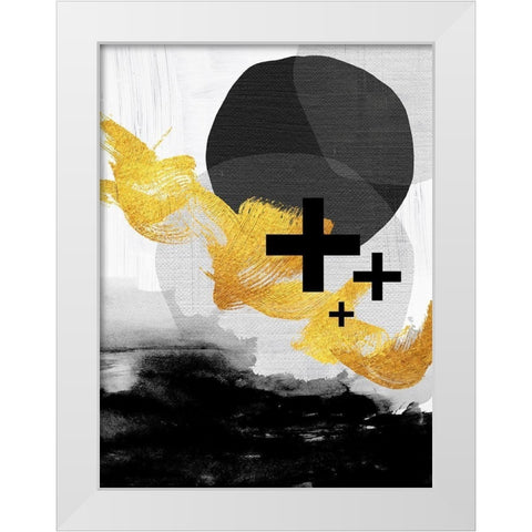 Scandi Black White Gold White Modern Wood Framed Art Print by Urban Epiphany
