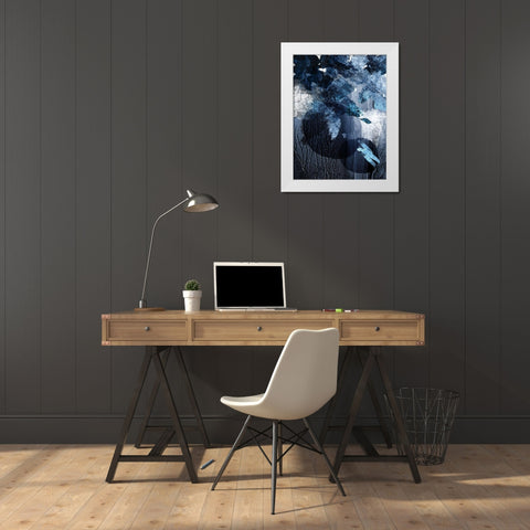 Abstract Navy White 1 White Modern Wood Framed Art Print by Urban Epiphany