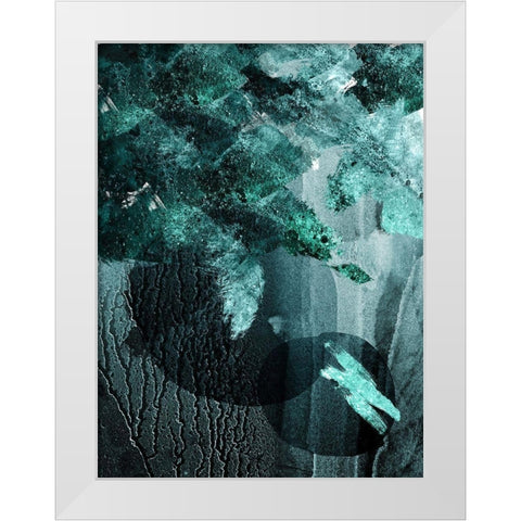 Teal Abstract A White Modern Wood Framed Art Print by Urban Epiphany