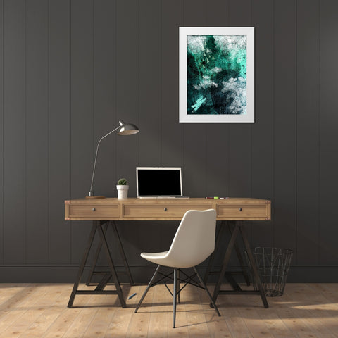Teal Abstract B White Modern Wood Framed Art Print by Urban Epiphany