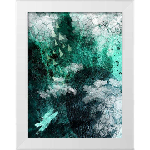 Teal Abstract B White Modern Wood Framed Art Print by Urban Epiphany