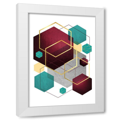 Teal Yellow Burgundy 2 White Modern Wood Framed Art Print by Urban Epiphany