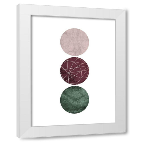 Cranberry Green Blush GEO 1 White Modern Wood Framed Art Print by Urban Epiphany