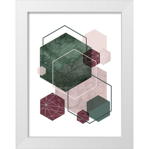 Cranberry Green Blush GEO 2 White Modern Wood Framed Art Print by Urban Epiphany