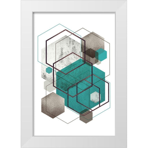 Beige Mint Geometric 2 White Modern Wood Framed Art Print by Urban Epiphany