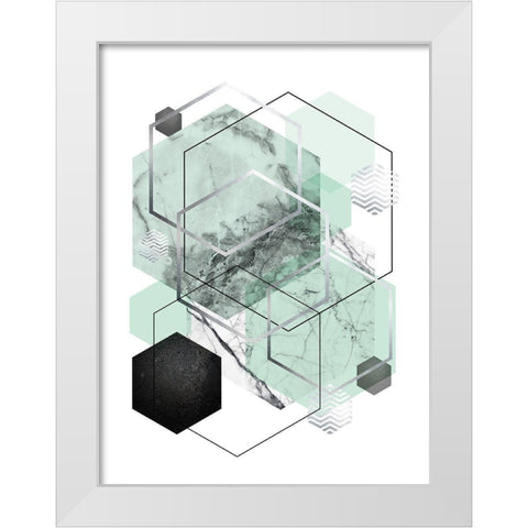 Mint Geometric 2 White Modern Wood Framed Art Print by Urban Epiphany