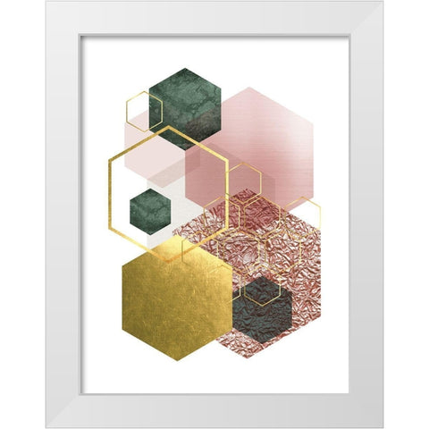 Pink Green Geo 4 White Modern Wood Framed Art Print by Urban Epiphany