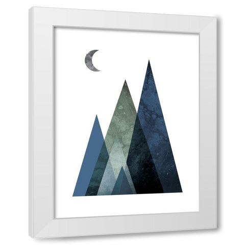 Scandi Blue Hunter Mountains 1 White Modern Wood Framed Art Print by Urban Epiphany