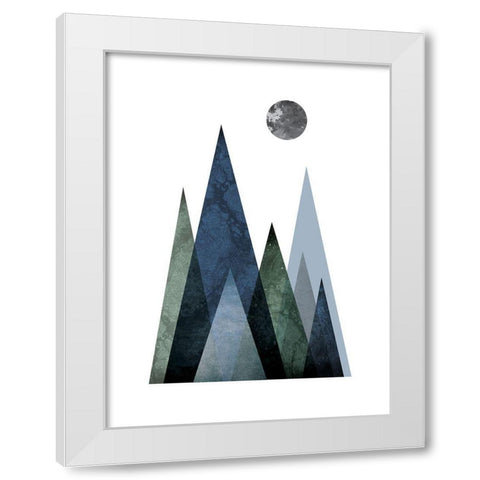 Scandi Blue Hunter Mountains 2 White Modern Wood Framed Art Print by Urban Epiphany