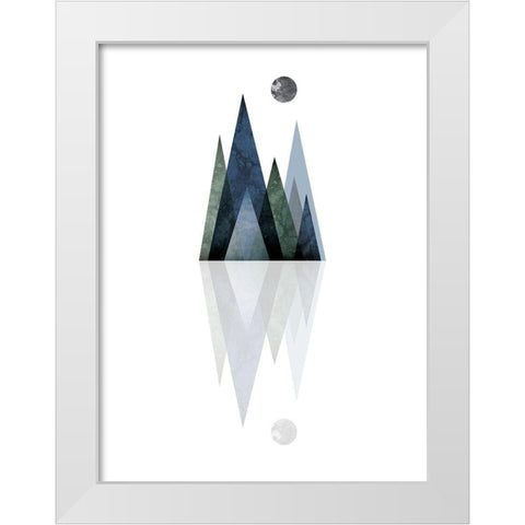 Scandi Blue Hunter Mountains 3 White Modern Wood Framed Art Print by Urban Epiphany