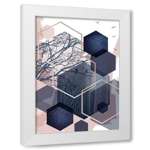 Geo Birds 1 White Modern Wood Framed Art Print by Urban Epiphany