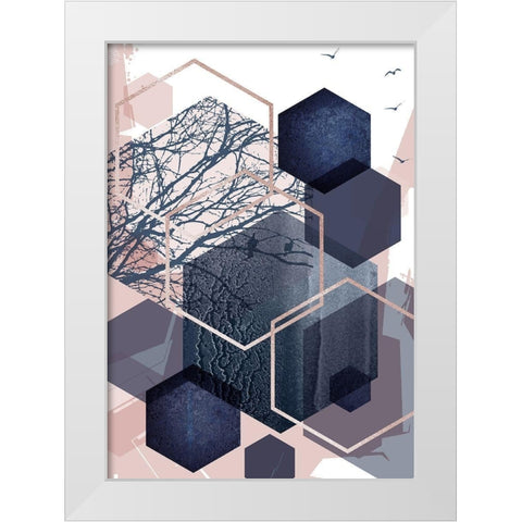 Geo Birds 1 White Modern Wood Framed Art Print by Urban Epiphany