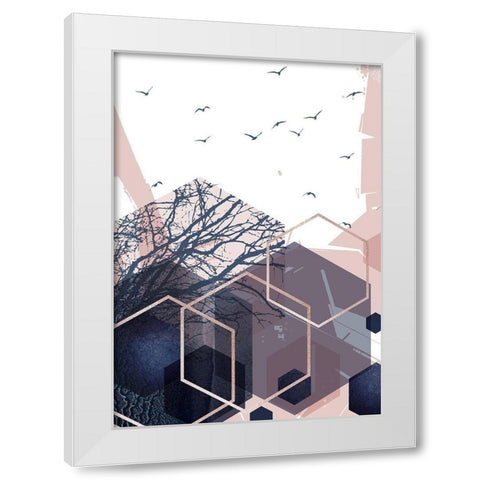 Geo Birds 2 White Modern Wood Framed Art Print by Urban Epiphany