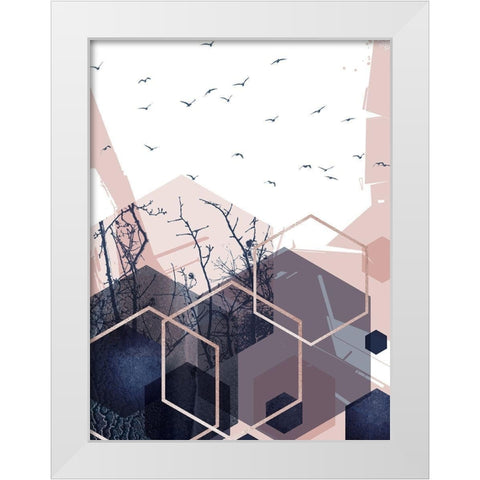 Geo Birds 3 White Modern Wood Framed Art Print by Urban Epiphany