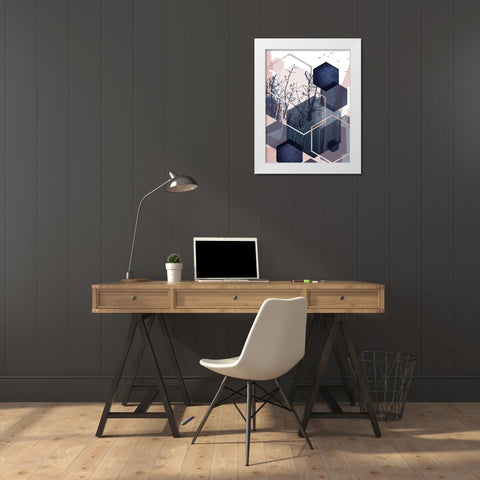 Geo Birds 4 White Modern Wood Framed Art Print by Urban Epiphany