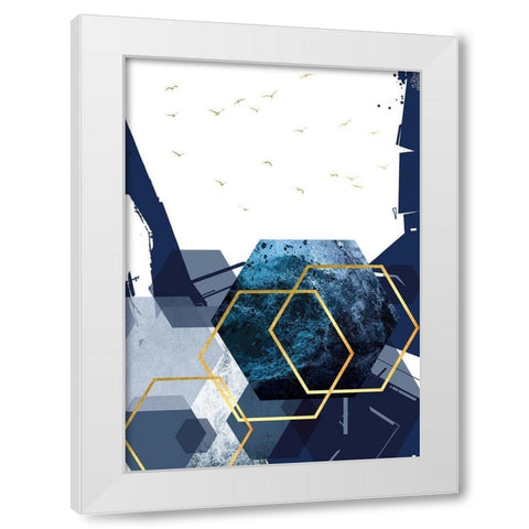 Hexagon Landscape Gold 2 White Modern Wood Framed Art Print by Urban Epiphany