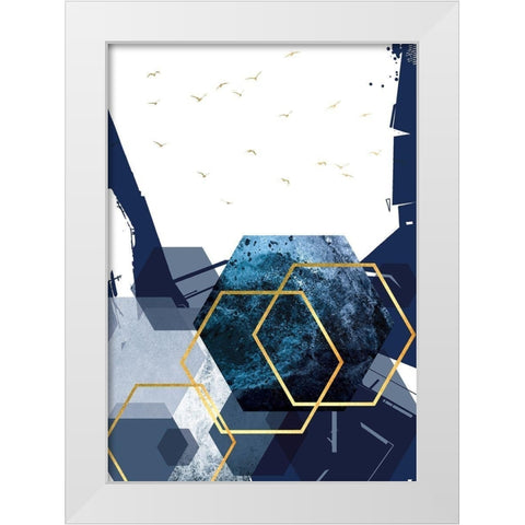 Hexagon Landscape Gold 2 White Modern Wood Framed Art Print by Urban Epiphany