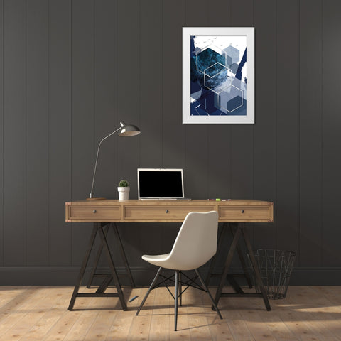 Hexagon Landscape Silver 1 White Modern Wood Framed Art Print by Urban Epiphany