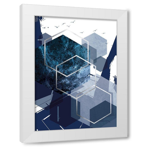 Hexagon Landscape Silver 1 White Modern Wood Framed Art Print by Urban Epiphany