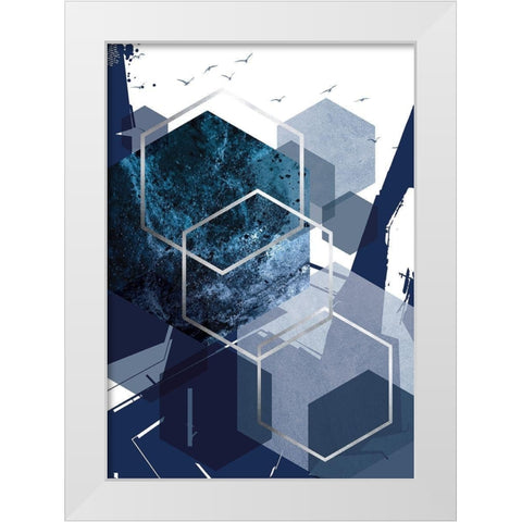 Hexagon Landscape Silver 1 White Modern Wood Framed Art Print by Urban Epiphany