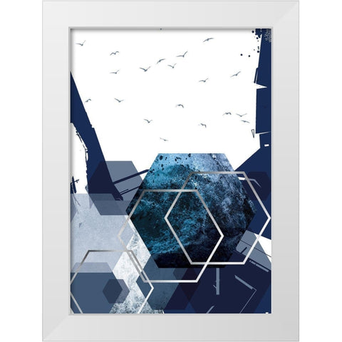 Hexagon Landscape Silver 2 White Modern Wood Framed Art Print by Urban Epiphany