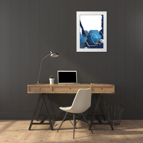 Indigo Abstract 2 White Modern Wood Framed Art Print by Urban Epiphany