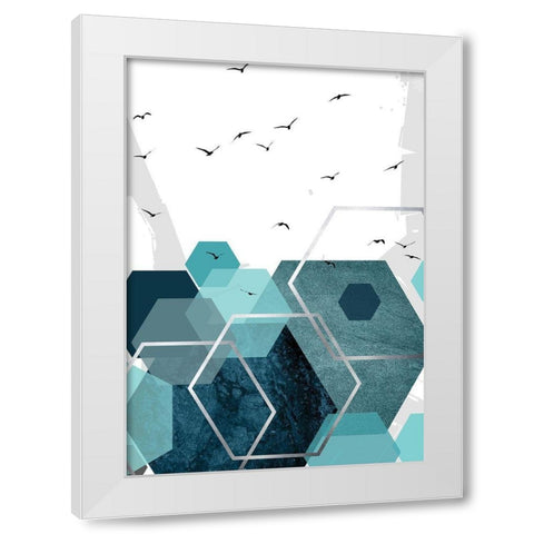 Aqua Abstract 2 White Modern Wood Framed Art Print by Urban Epiphany