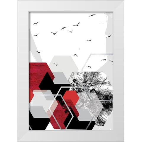 RED Abstract 2 White Modern Wood Framed Art Print by Urban Epiphany