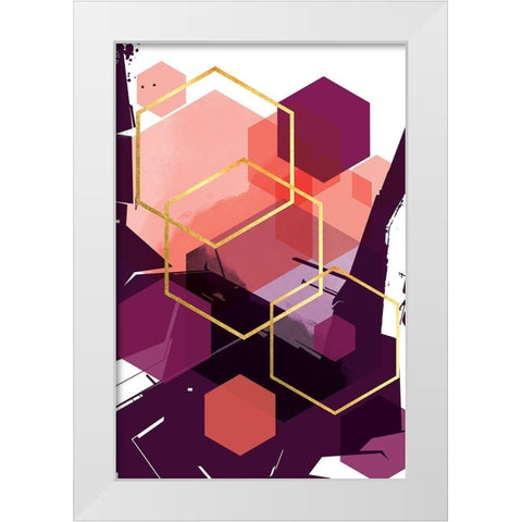 Molten Coral Hex 1 White Modern Wood Framed Art Print by Urban Epiphany