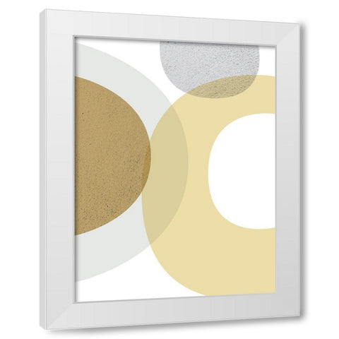 Mid Century Flora Tones Yellow Grey 1 White Modern Wood Framed Art Print by Urban Epiphany