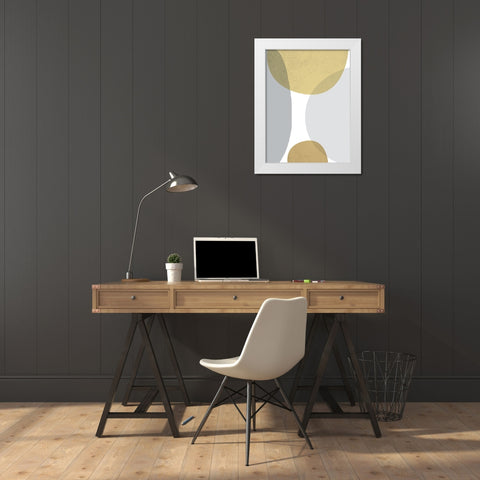 Mid Century Flora Tones Yellow Grey 3 White Modern Wood Framed Art Print by Urban Epiphany