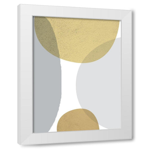 Mid Century Flora Tones Yellow Grey 3 White Modern Wood Framed Art Print by Urban Epiphany