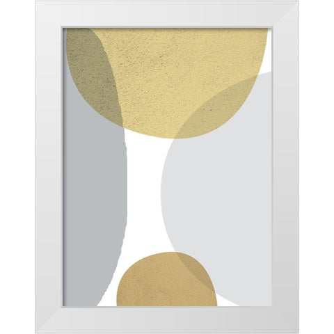 Mid Century Flora Tones Yellow Grey 3 White Modern Wood Framed Art Print by Urban Epiphany