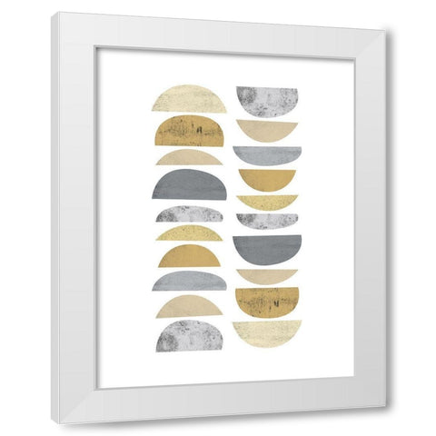 Mid Century Flora Tones Yellow Grey 4 White Modern Wood Framed Art Print by Urban Epiphany
