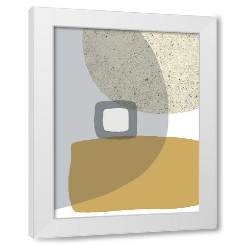 Mid Century Flora Tones Yellow Grey 5 White Modern Wood Framed Art Print by Urban Epiphany