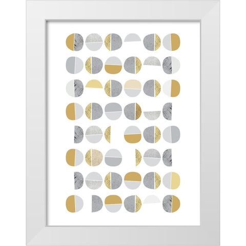 Mid Century Flora Tones Yellow Grey 7 White Modern Wood Framed Art Print by Urban Epiphany