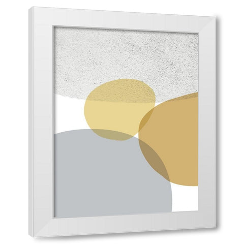 Mid Century Flora Tones Yellow Grey 9 White Modern Wood Framed Art Print by Urban Epiphany
