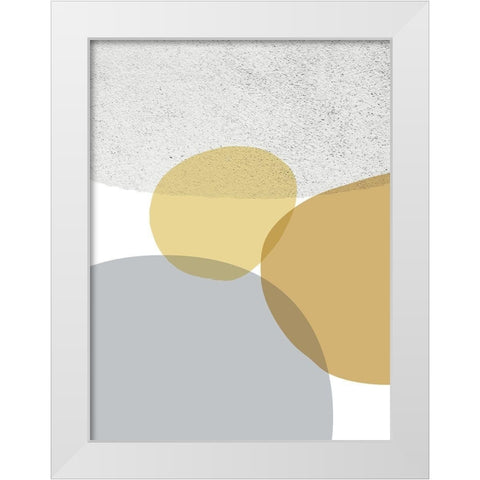 Mid Century Flora Tones Yellow Grey 9 White Modern Wood Framed Art Print by Urban Epiphany