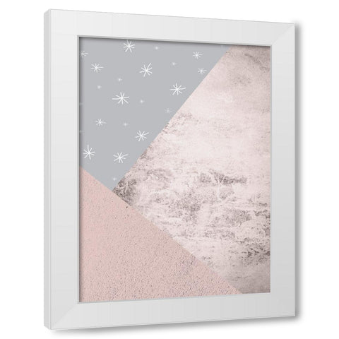 Blush Pink Grey Mountains 3 White Modern Wood Framed Art Print by Urban Epiphany