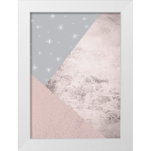 Blush Pink Grey Mountains 3 White Modern Wood Framed Art Print by Urban Epiphany