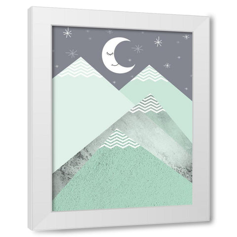 Mint Green Mountains 2 White Modern Wood Framed Art Print by Urban Epiphany