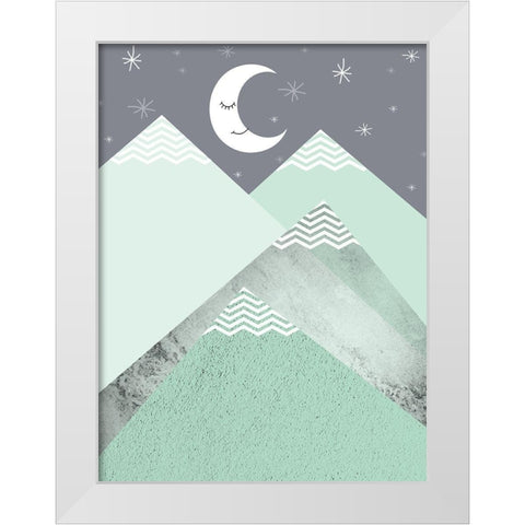 Mint Green Mountains 2 White Modern Wood Framed Art Print by Urban Epiphany