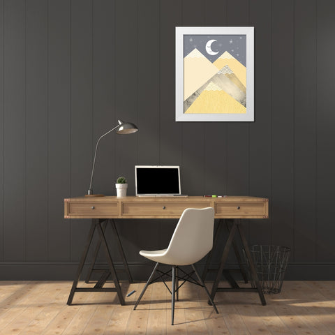 Yellow Grey Mountains 2 White Modern Wood Framed Art Print by Urban Epiphany
