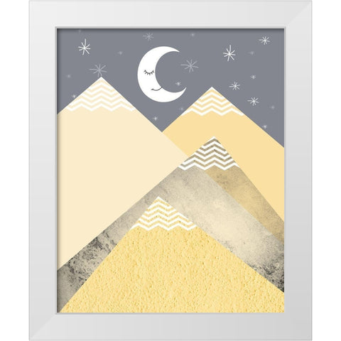Yellow Grey Mountains 2 White Modern Wood Framed Art Print by Urban Epiphany